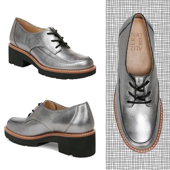 NATURALIZER ~ “Devin” Pewter Lace-Up Oxford ~ Like New 8M - Picture 13 of 13